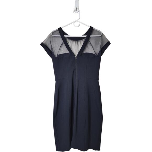 Maggy London Black Illusion Sheath Dress Size 12 Dressy Cocktail Wedding Classic - Picture 5 of 11